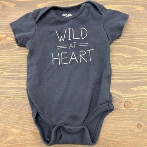 (3/$20) Chick pea 6/9m navy blue wild at heart short sleeve onesie
